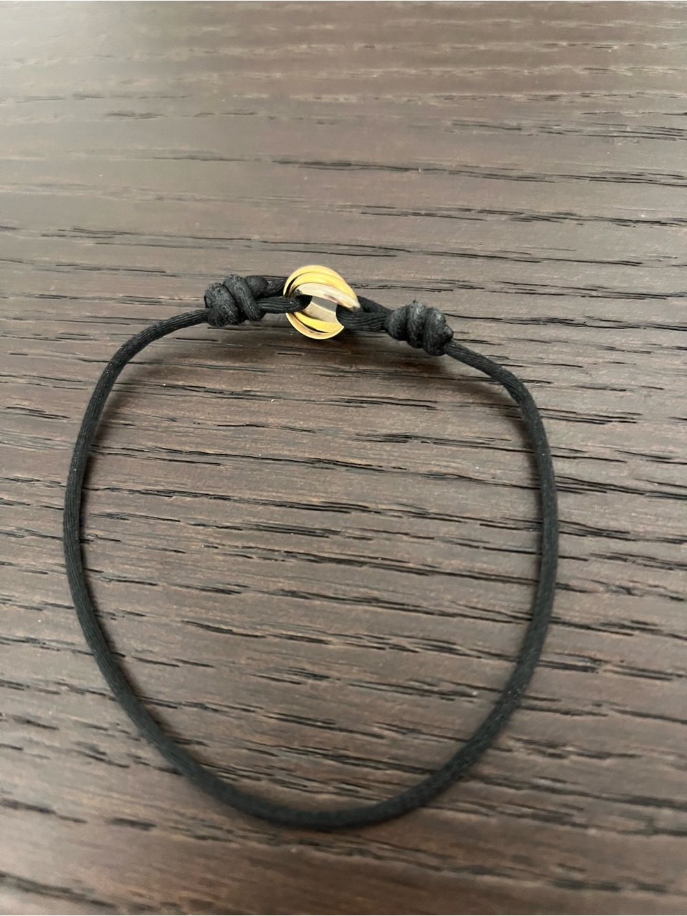 Cartier Black Cord Bracelet with Gold Button Charm